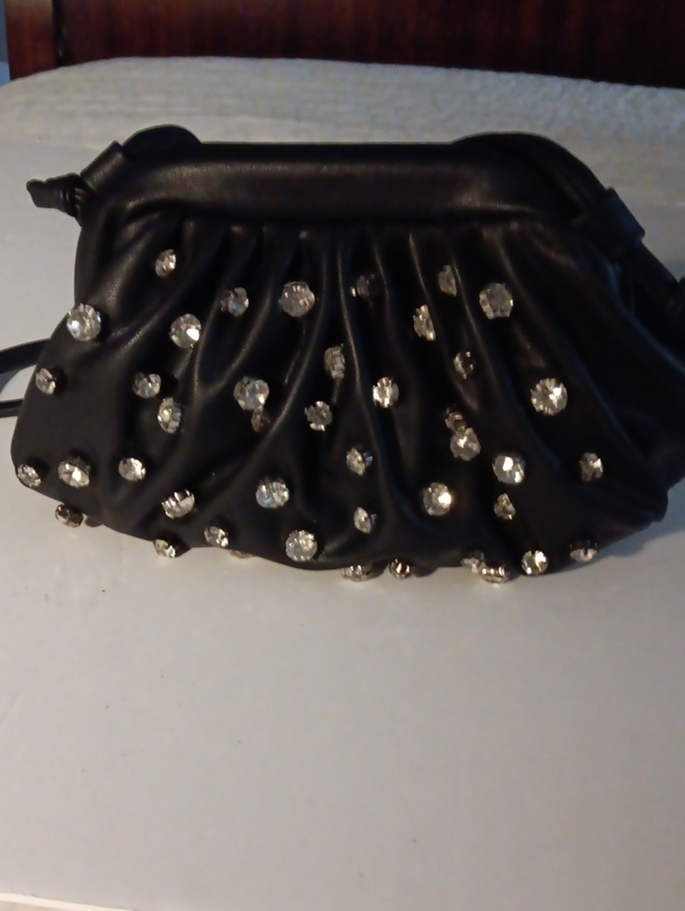 Black Crystal-Studded Women's Clutch Inzi